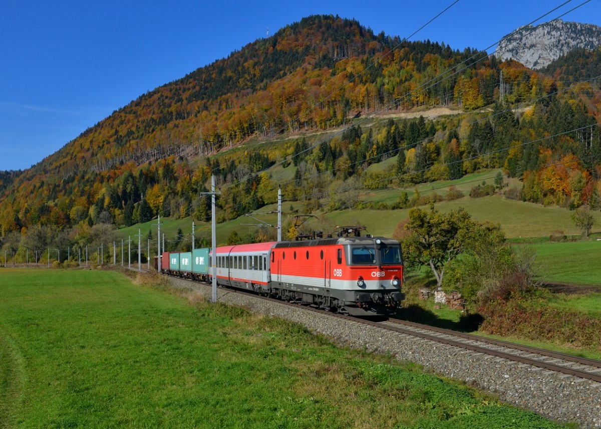 1144 036 mit G 54533 am 24.10.2015 bei Weißenbach. 