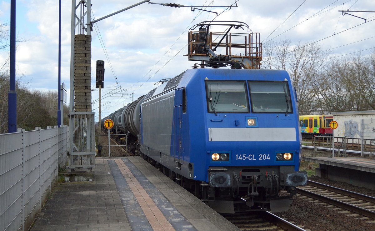   145-CL 204  [NVR-Number: 91 80 6145 100-4 D-ATLD], aktueller Mieter ist mir nicht bekannt, mit Kesselwagenzug am 07.03.19 Bf. Berlin-Hohenschönhausen.