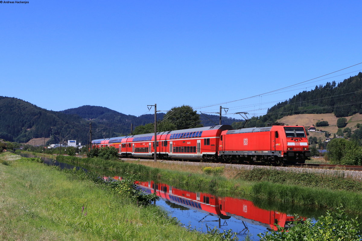 146 213-4 mit dem RE 4723 (Karlsruhe Hbf-Konstanz) bei Haslach 30.7.20