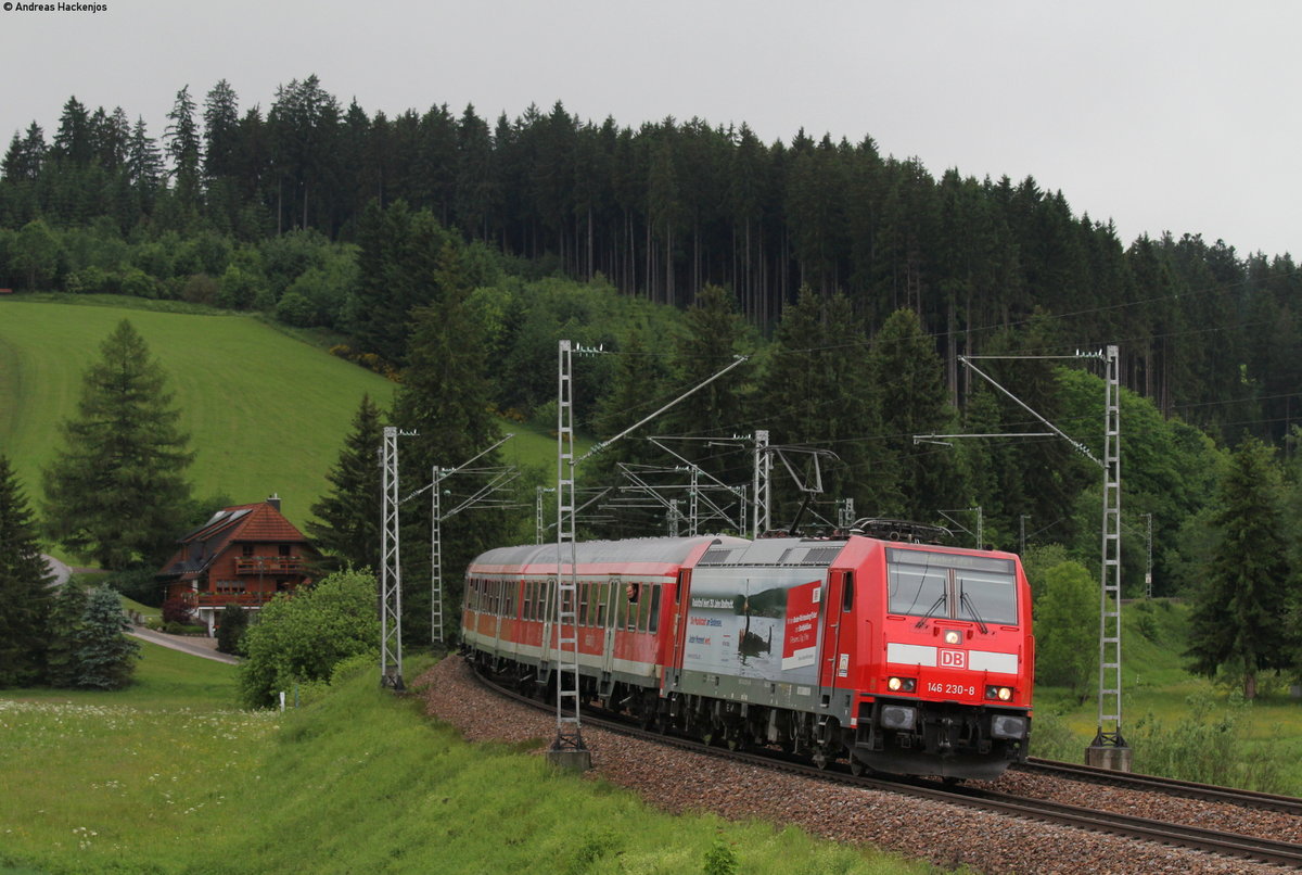 146 230-8  750 Jahre Radolfzell  mit dem RE 17165 (Offenburg – Radolfzell) bei St.Georgen 4.6.17