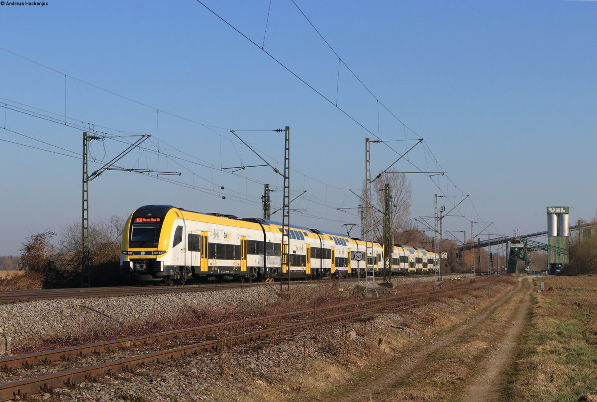 1462 011 und 1462 003 als RE 17009 (Offenburg-Basel Bad Bf) bei Friesenheim 2.3.21