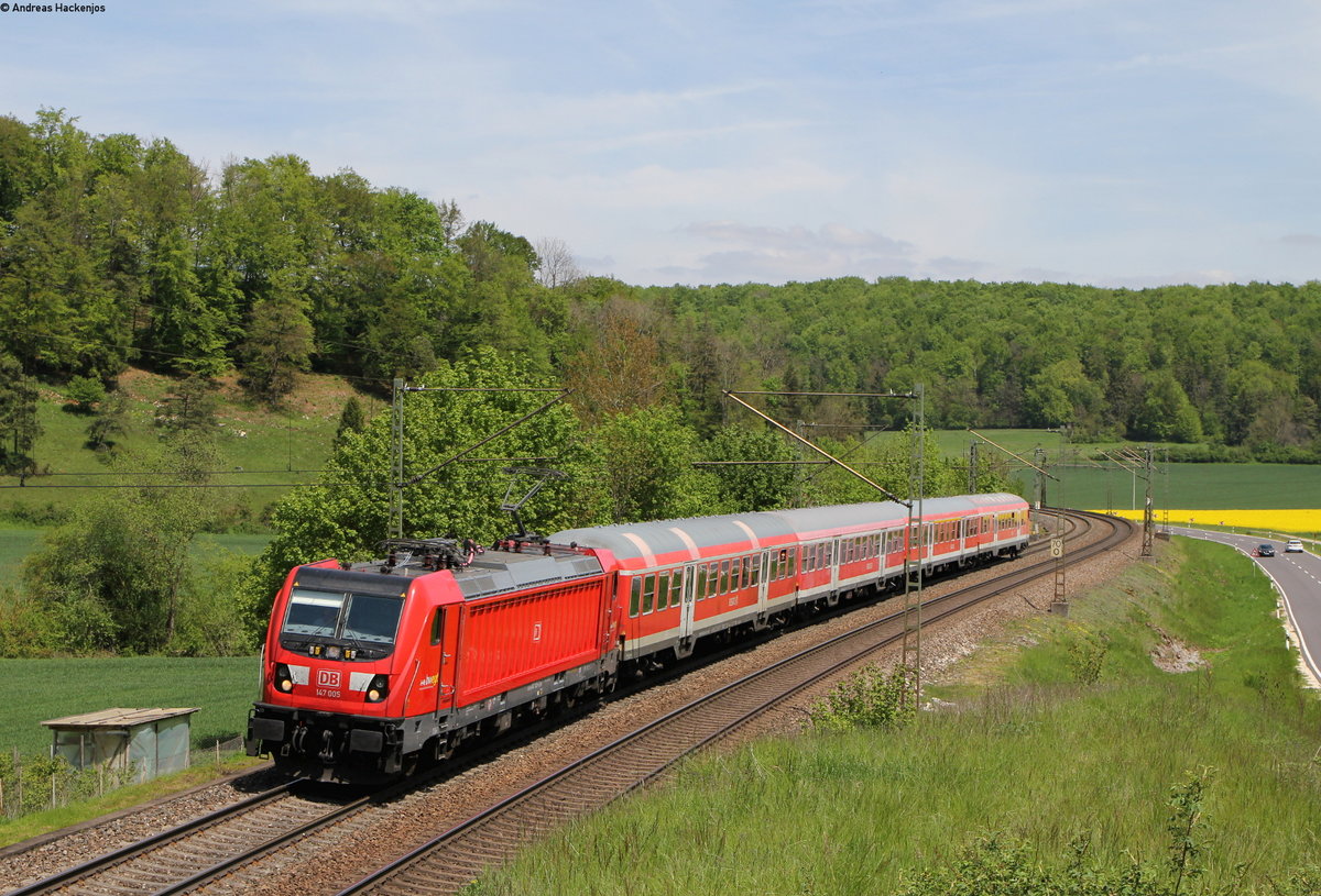 147 005-3 mit der RB 19229 (Stuttgart Hbf-Lonsee) bei Urspring 23.5.19