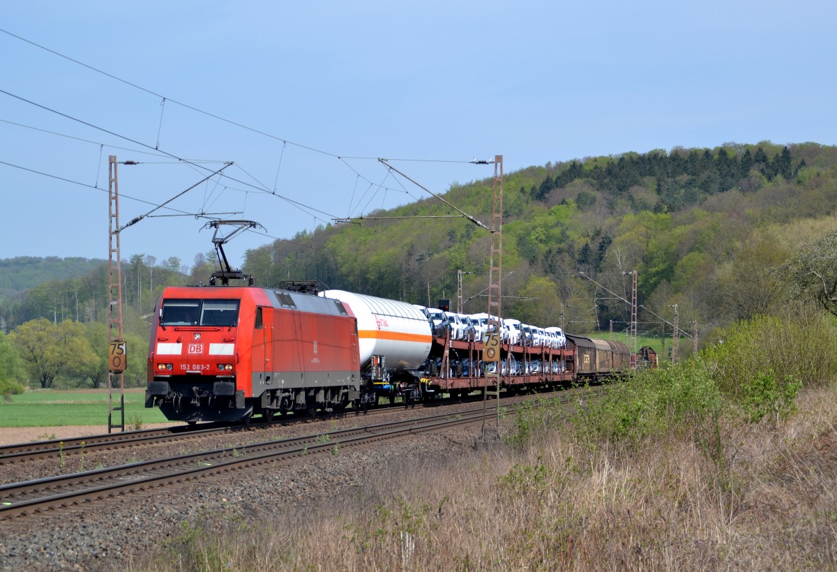 152 083 mit EZ 51629 Seelze Mitte - Nürnberg Rbf Einf am 24.04.2015 bei Einbeck-Salzderhelden