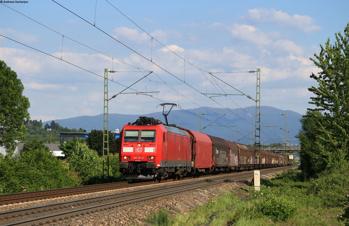 185 131-0 mit dem EZ 45000 (Chiasso Smistamento-Mannheim Rbf) bei Köndringen 16.5.20