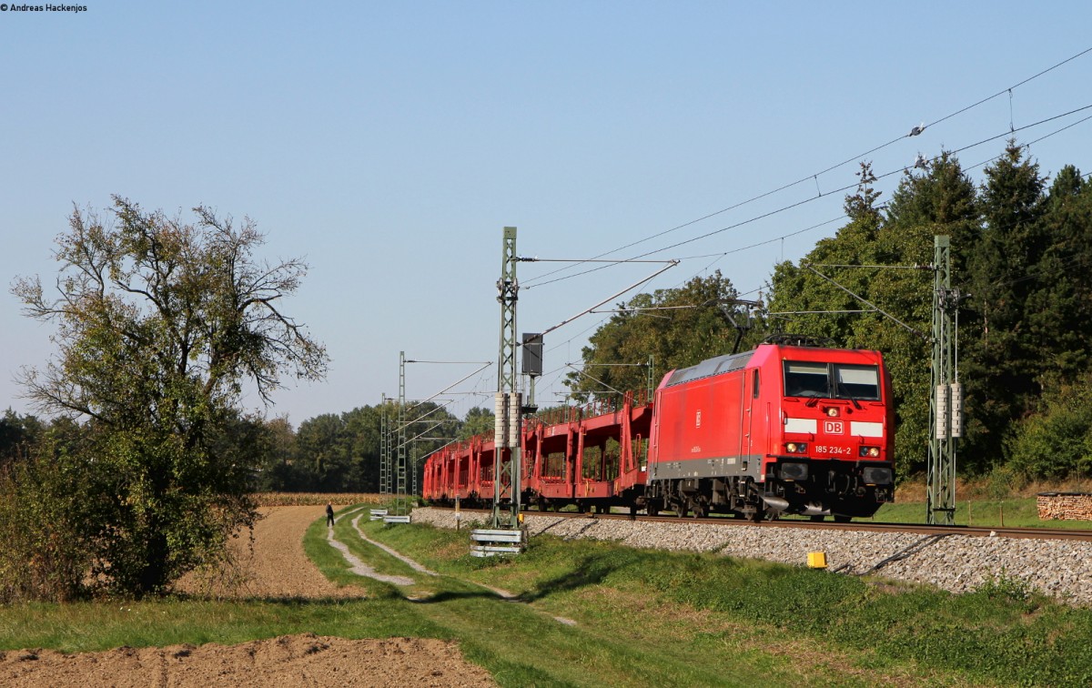 185 234-2 mit einem leeren Autozug bei Helmsheim 1.10.15