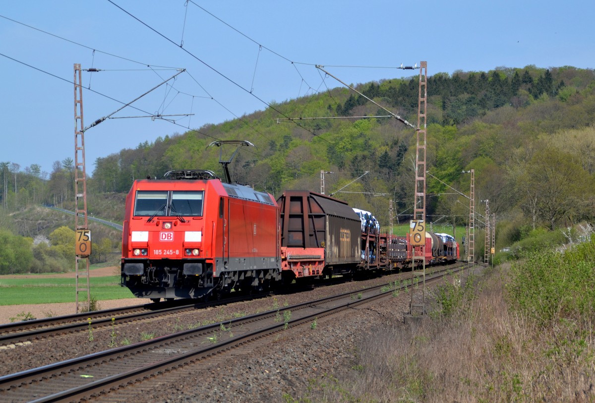 185 245 mit einem EZ 50811 Seelze Ost - Mannheim Rbf (DBS-Sdl.) am 24.04.2015 bei Salzderhelden