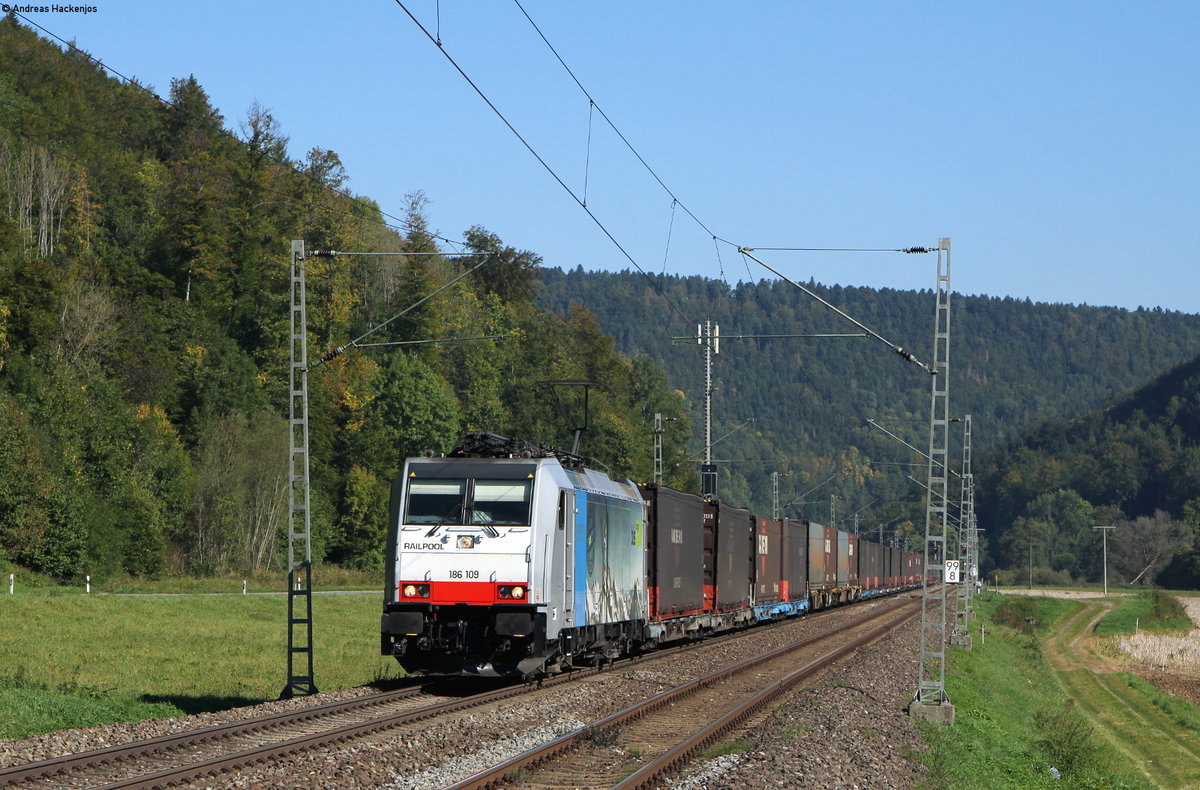 186 109 mit dem DGS 40043 (Venlo - Melzo Scalo) in grünholz 21.9.17