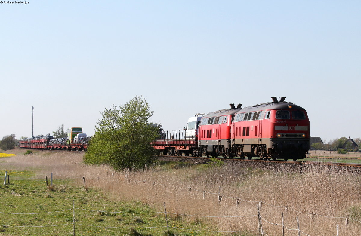 218 344-0 und 218 314-8 mit dem AS 1447 (Westerland(Sylt)-Niebüll) bei Lehnshallig 8.5.16