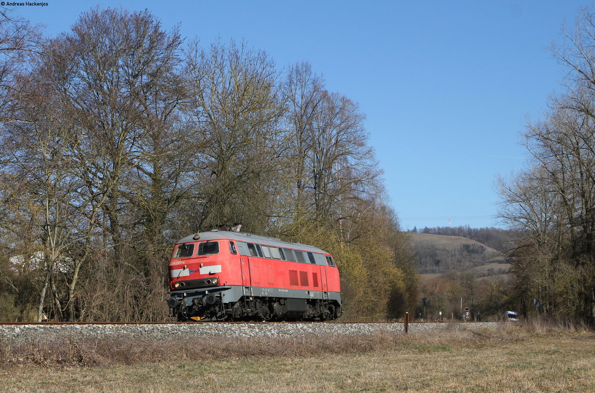 218 399-4 als Tfzf ????? (Schwäbisch Hall-Hessental- Heilbronn Hbf?) bei Michelbach 27.2.19