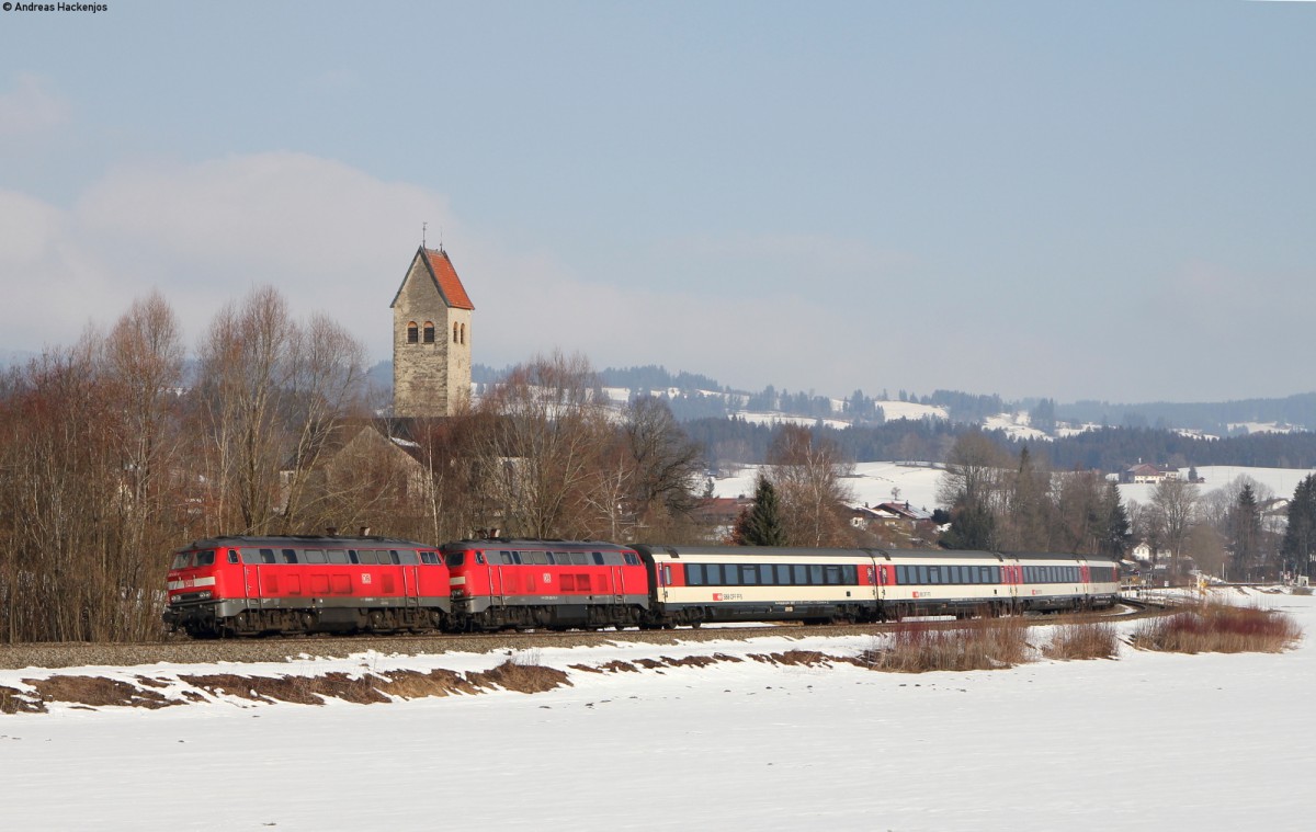 218 416-6 und 218 426-5 mit dem EC 196 (München Hbf-Zürich HB) bei Stein 9.3.16