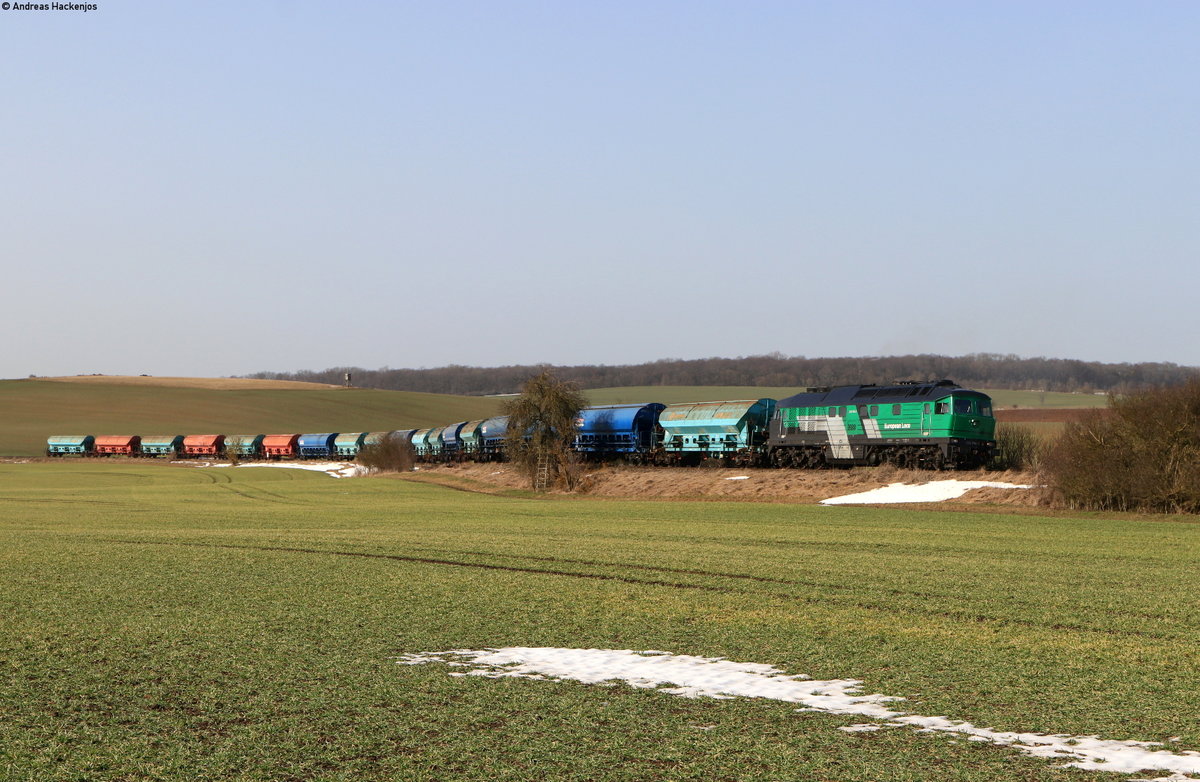 232 704-7 mit einem Düngerzug bei Gundersleben 24.2.21