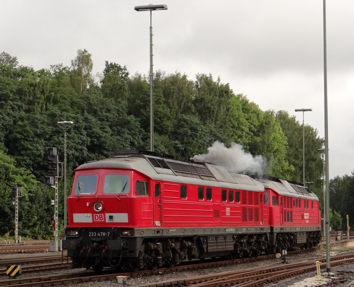 233 478 (die Wende Lok) beim starten am 17.09.13 in Marktredwitz.