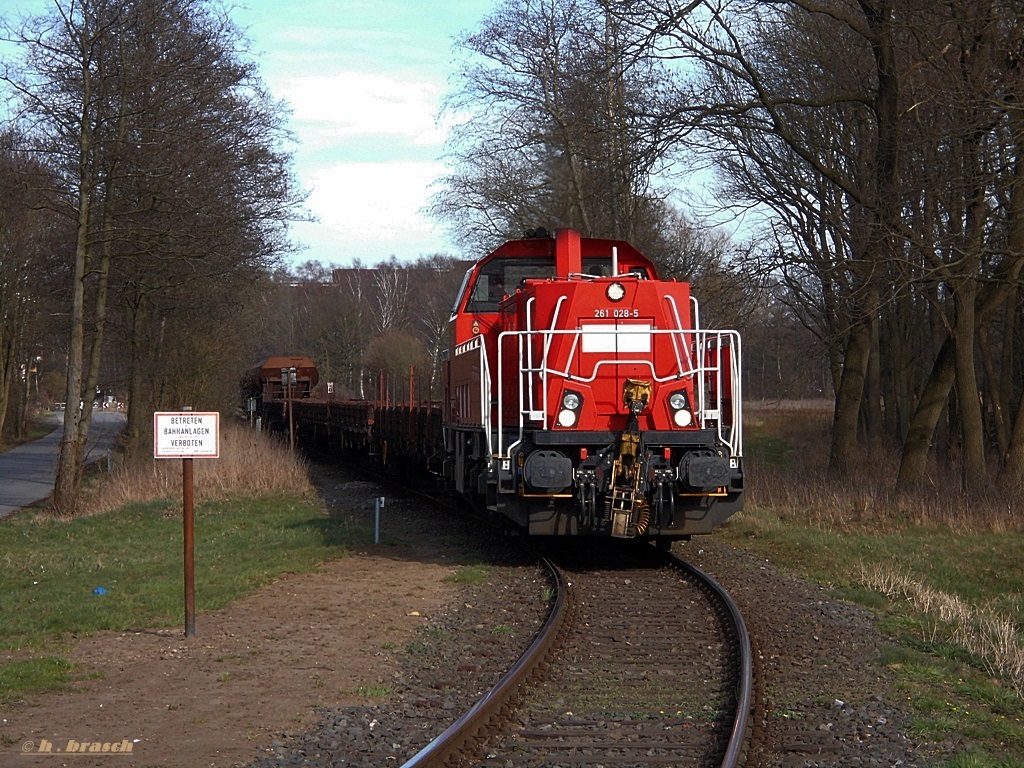 261 028-5 stand mit einen güterzug beim bhf glinde am 20.03.14