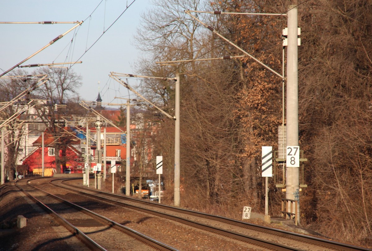 30.12.2013 km 27.8 der Saalbahn bei Jena Paradies.