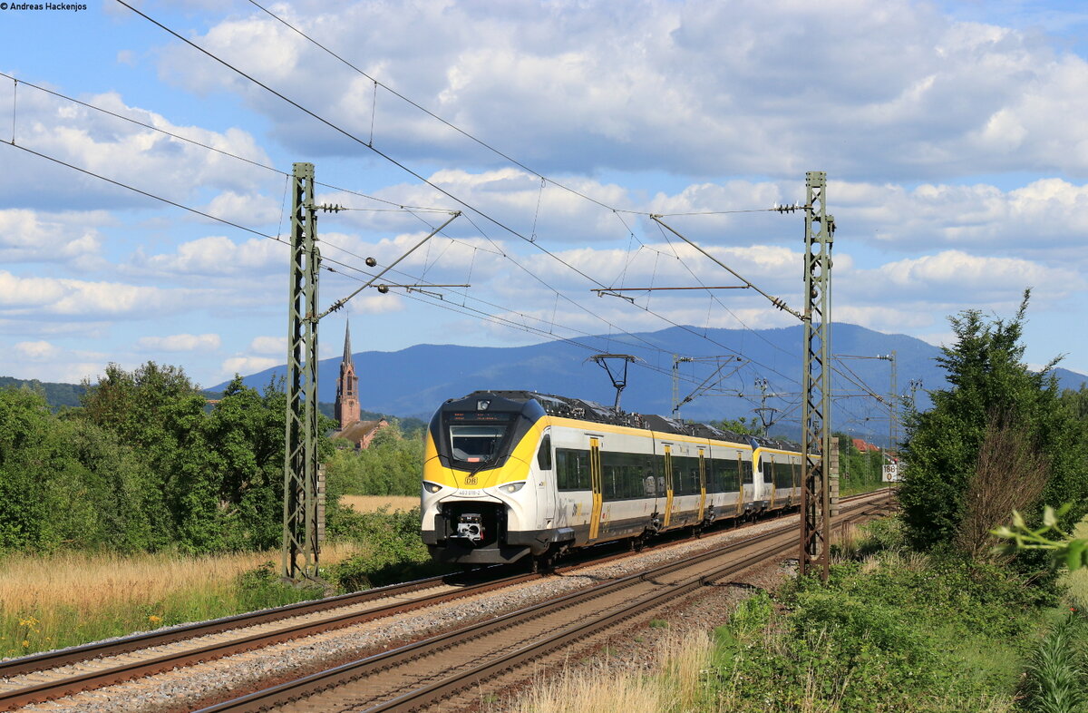 463 018-2 und 463 007-5 als RB 17124 (Freiburg(Brsg)Hbf - Offenburg) bei Köndringen 10.6.22
