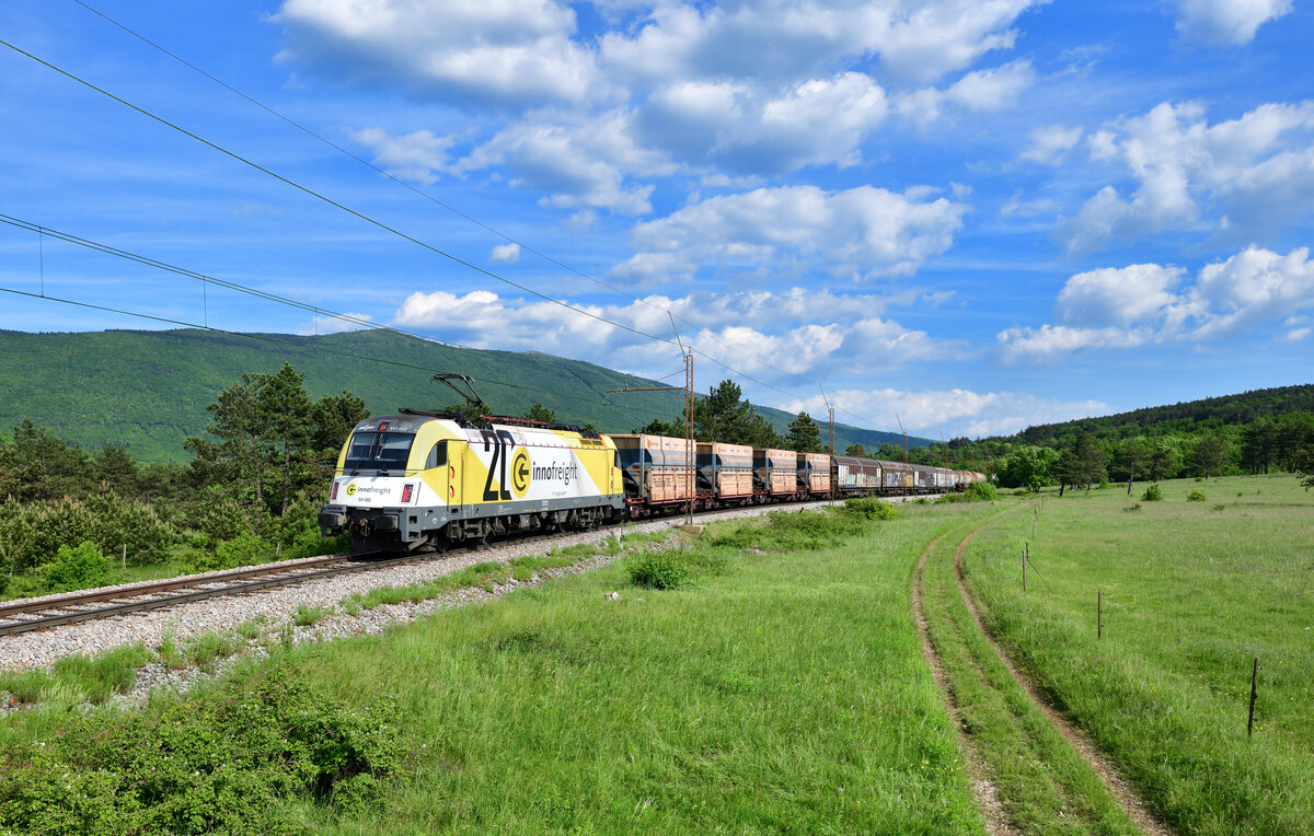 541 002 mit einem Güterzug am 11.05.2024 bei Crnotice.