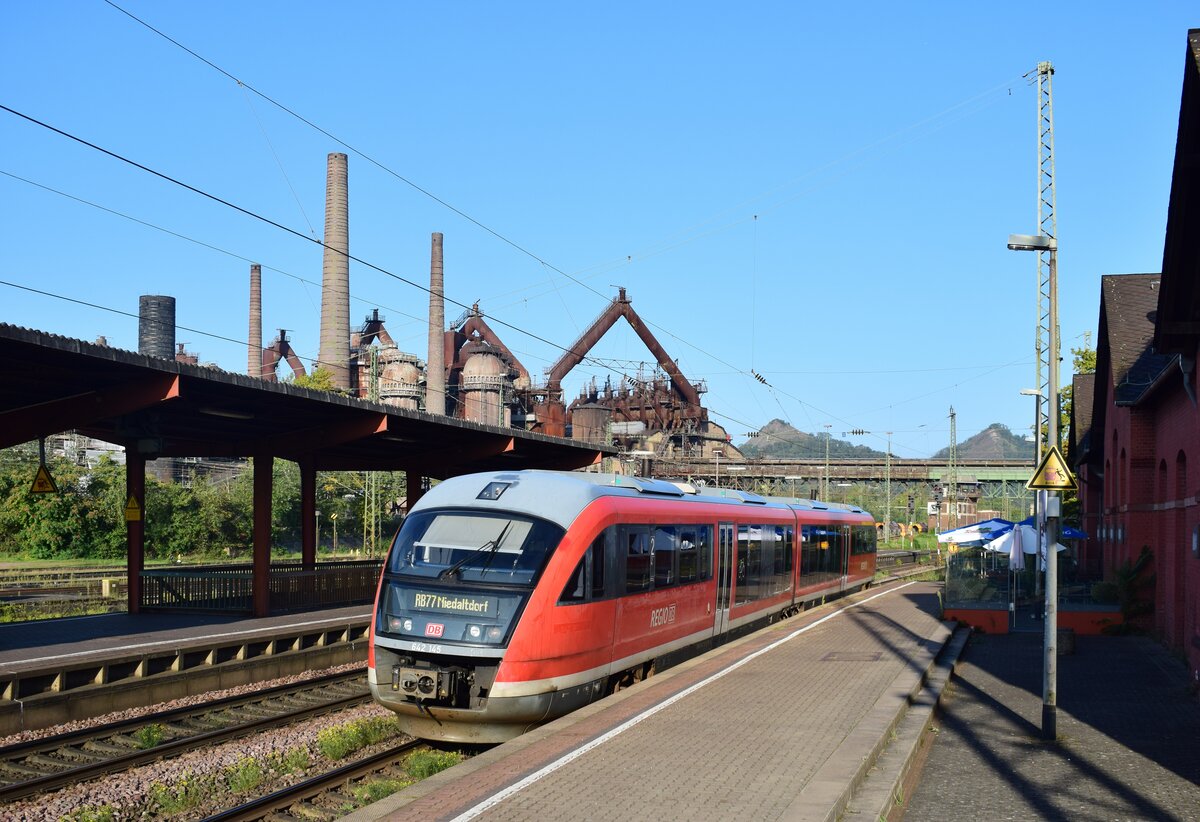 642 145 fährt als RB77 nach Niedaltdorf in Völklingen aus.

Völklingen 01.10.2023