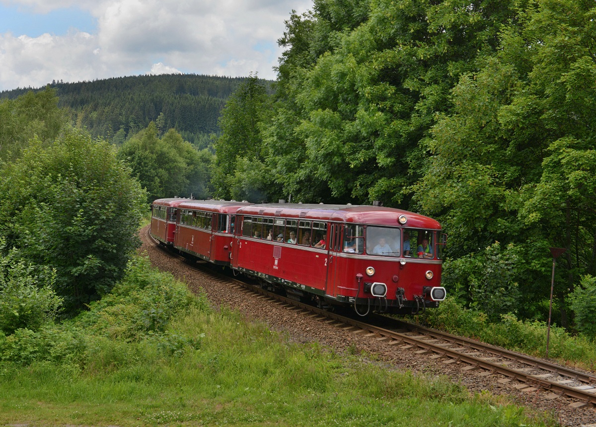 798 706 + 998 840 + 798 776 bei einer Pendelfahrt nach Spicak m 05.07.2014 bei Böhmisch Eisenstein.