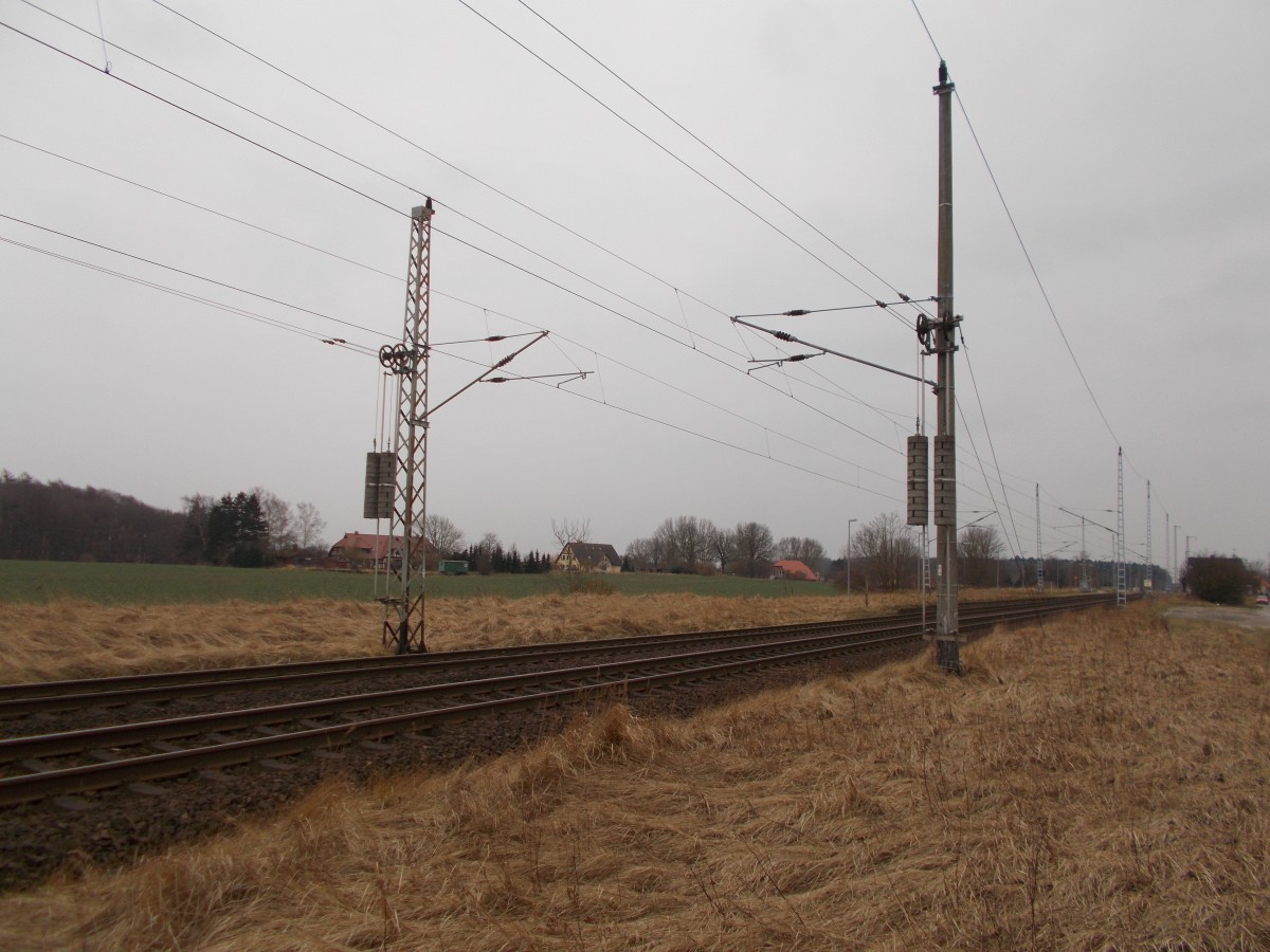 Abspannmasten,am 23.Februar 2015,in Teschenhagen.