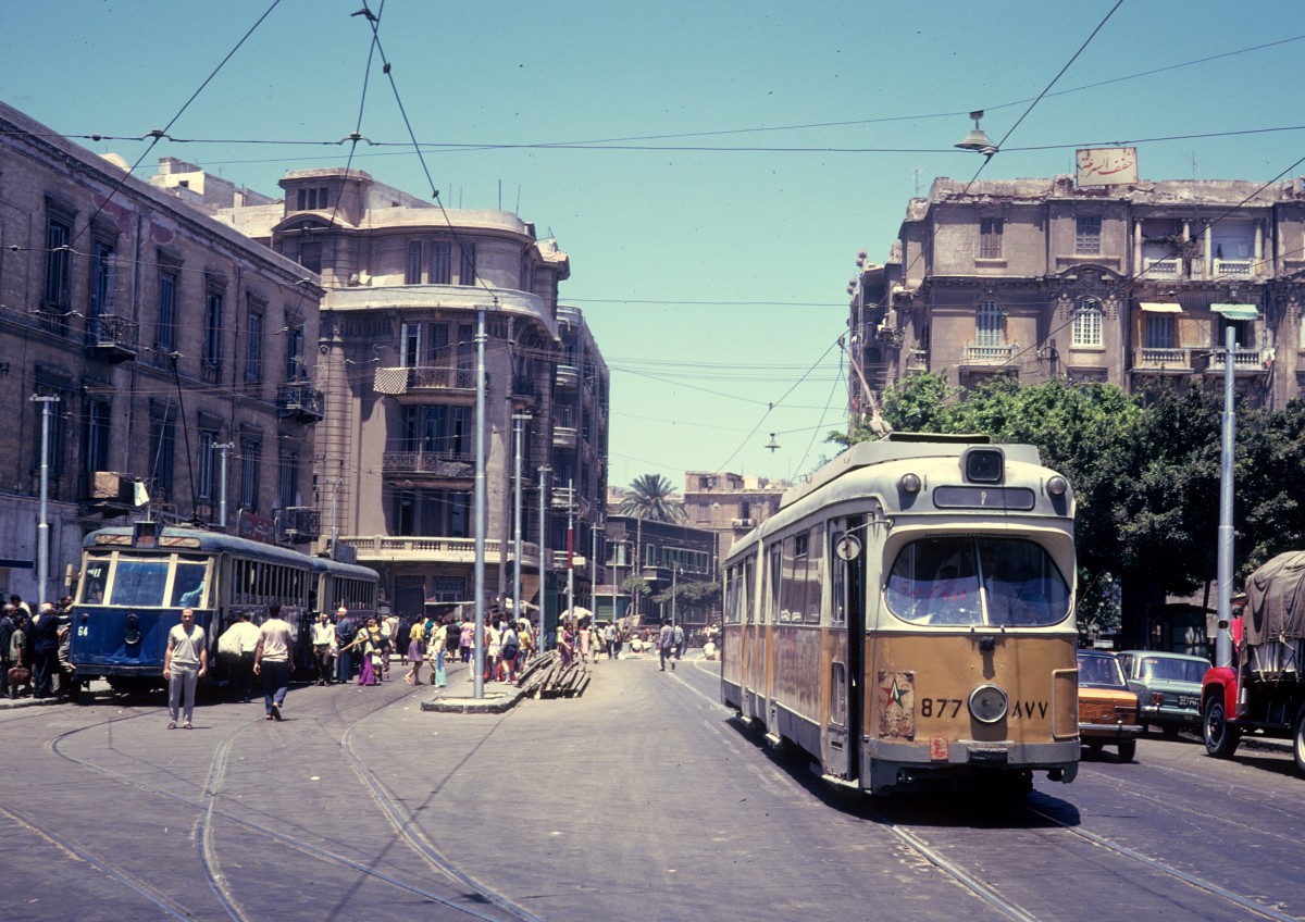 Alexandria SL 8 (DÜWAG-GT6 877, ex-Kopenhagen KS 877) Manshiya am 11. Juni 1974.