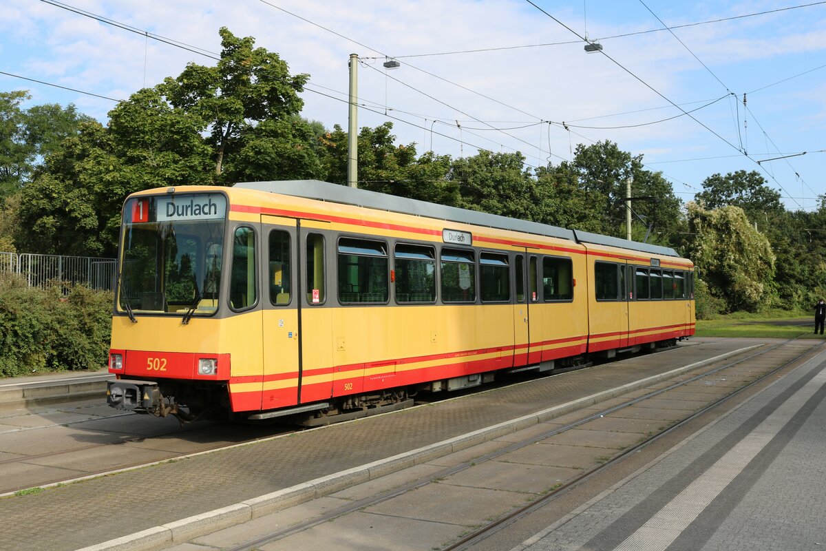 AVG Stadtbahnwagen 502 bei einer Sonderfahrt am 05.09.21 in Karlsruhe