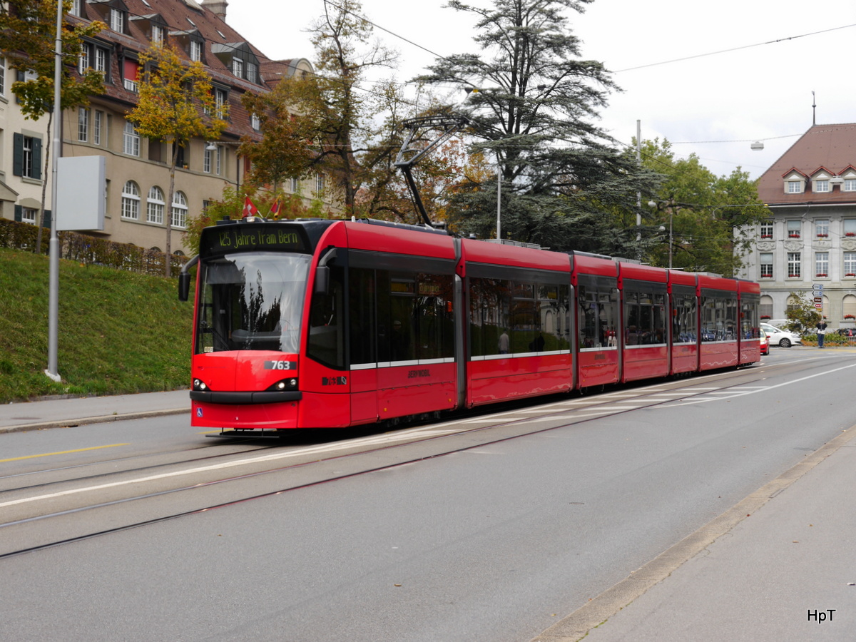 Bern Mobil - Be 6/8 763 unterwegs an der Tramparade anlässlich der 125 Jahr Feier des Berner Tram am 11.10.2015