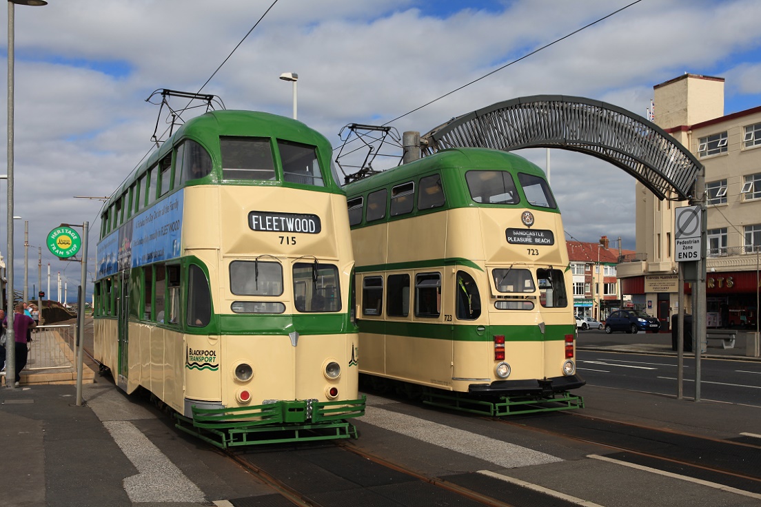 Blackpool Tw 723 und 715, Bispham, 28.08.2016.