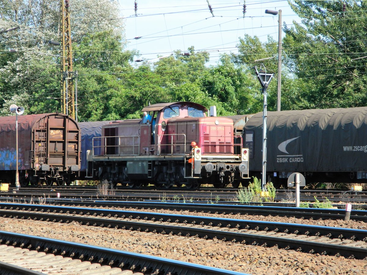 BR 290 371 am 24.06.2017 bei Rangierarbeiten im Bahnhof Leipzig-Engelsdorf.