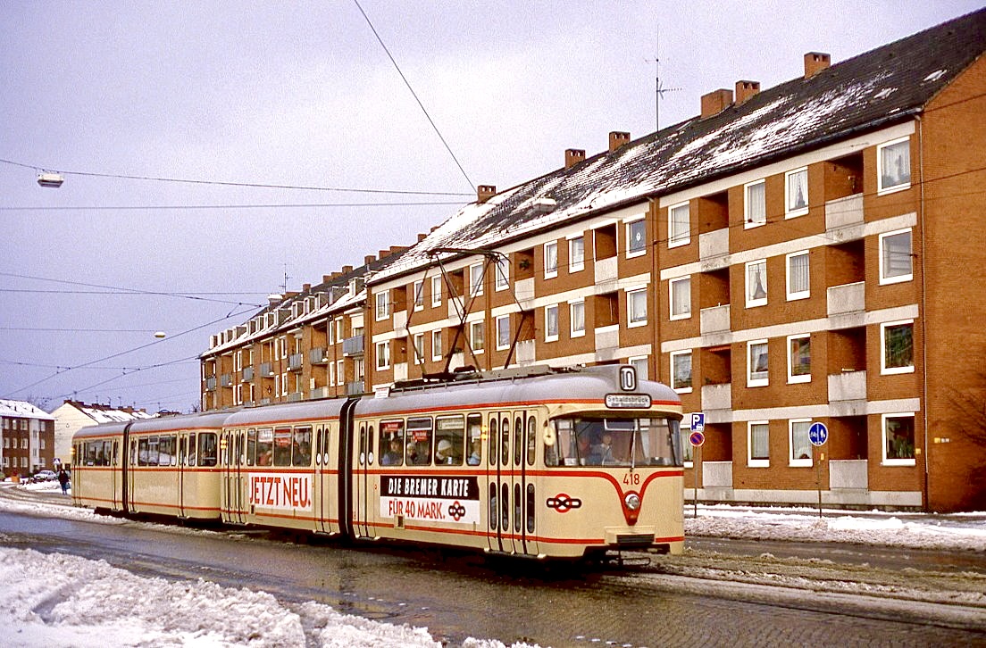 Bremen 418 + 618, Falkenstraße, 05.01.1987.
