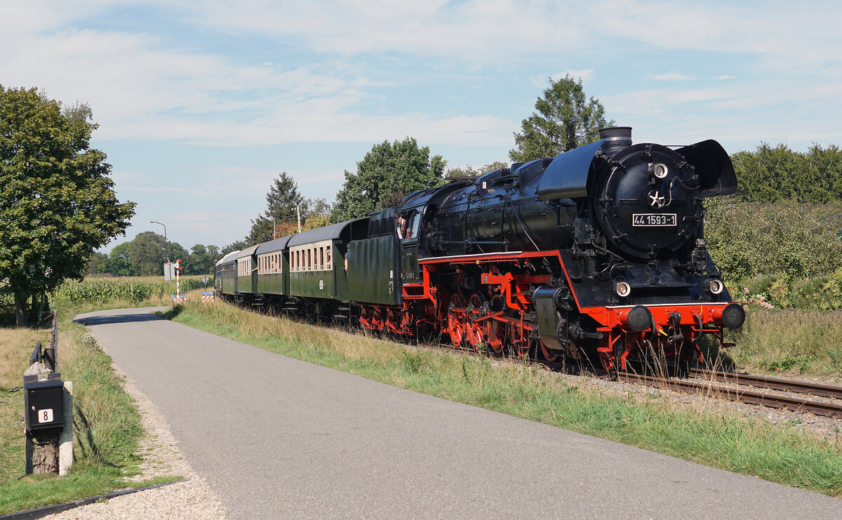 Dampflokomotive 44 1593-1 am 07.09.2024 bei einer Veranstaltung in Beekbergen.