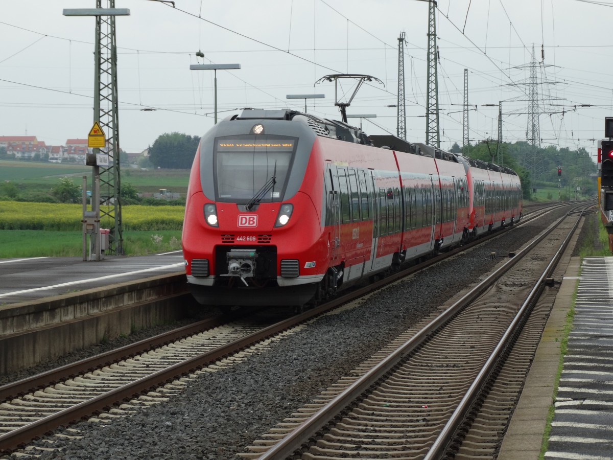 DB Regio Hessen Mittelhessenexpress 442 609 alias Hamsterbacke am 02.05.14 in Bad Vilbel