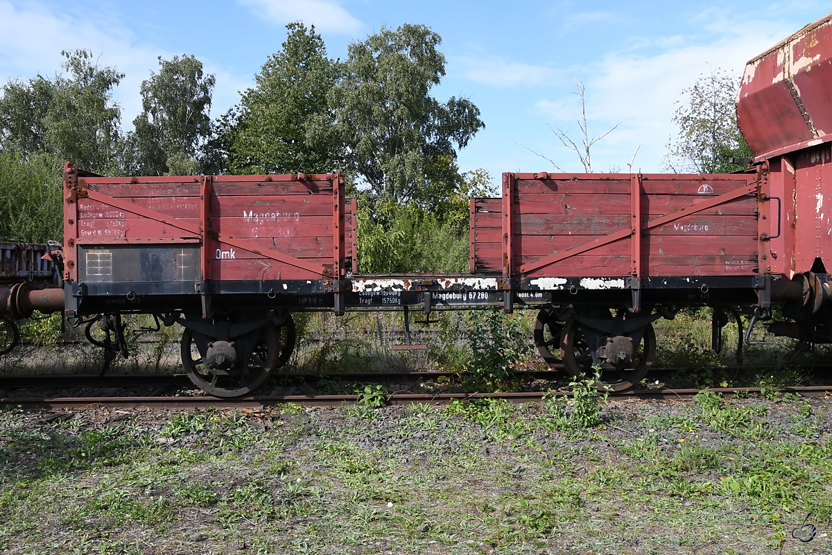 Der offene Güterwagen Omk Magdeburg 67280 war Anfang September 2019 in Gelsenkirchen zu sehen.