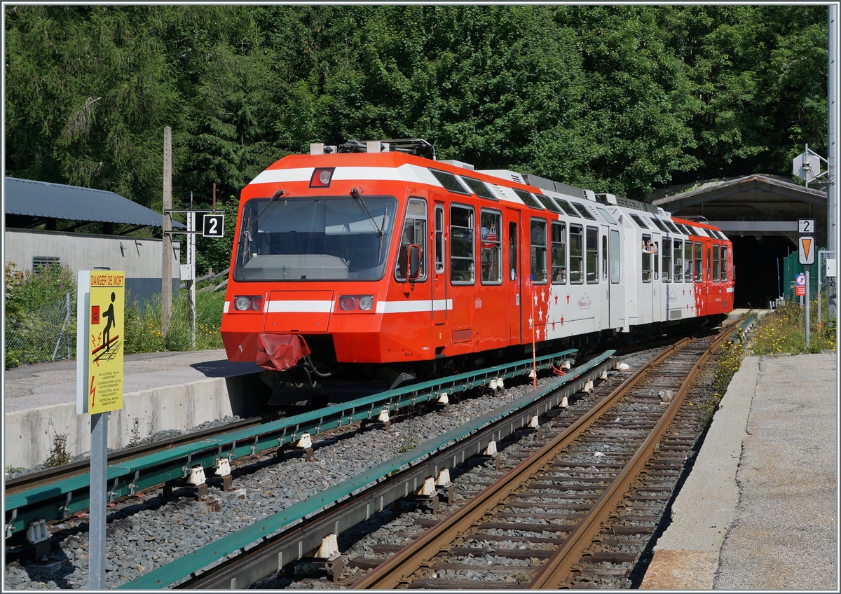 Der TMR/SNCF BD eh 4/8 N° 801/802 (94 87 0000 802-2 F SNCF) Triebzug ist von von St-Gervais Les Bains Le Fayette nach Vallorcine unterwegs und verlässt den Bahnhof von Montroc Le Planet. Im Hintergrund ist der Eingang zum 1882 Meter langen Tunnel du Col des Montets zu erkennen. Ist infolge Schneefall die Passstrasse D 1506 über den Col de Montets 1461 müM gesperrt, wird der Zugsverkehr eingeschränkt und die Autos durch den Tunnel geleitet. 
Im Tunnel selbst befindet sich der Kulminationspunkt der Strecke auf 1386 müM. 

20. Juli 2021