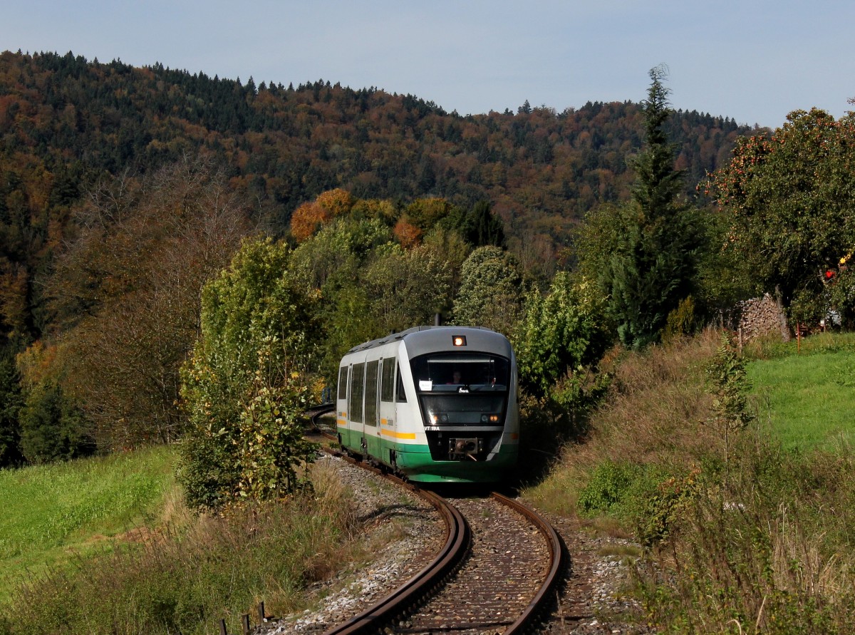 Der VT 19 nach Passau am 12.10.2013 unterwegs bei Werenain.