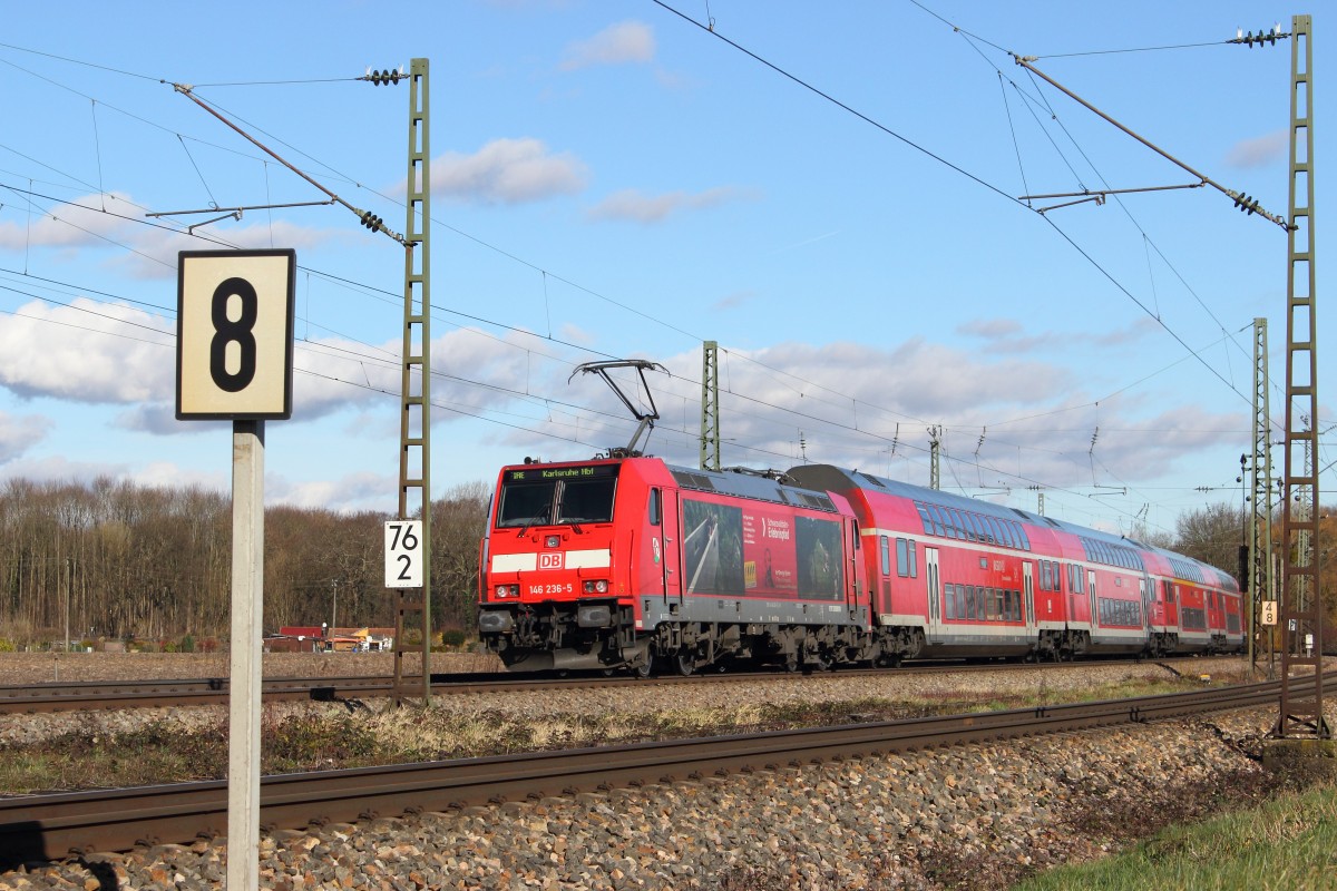 Die Schwarzwaldbahn vom Hbf Karlsruhe kommend Richtung Konstanz. 23.02.2014