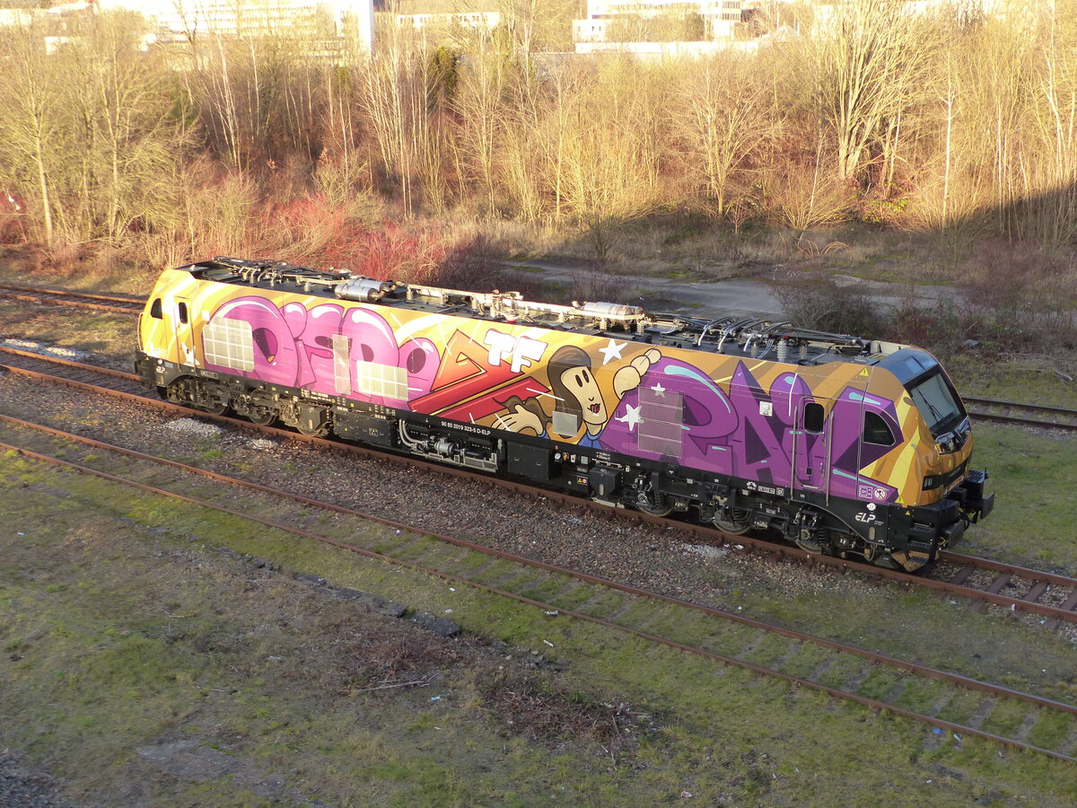 Dispo TF Rail 9080 2019 323-5 D-ELP wartet auf Arbeit in Gera am 17.12.2024 