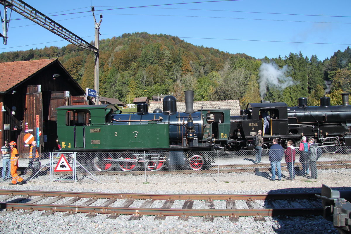 DVZO Nebenbahntreffen in Bauma.DVZO Lok Ed3/4 2  Hinwil vor der Remise.16.10.16