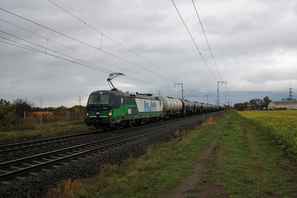 ELL/RTB Cargo Siemens Vectron 193 229-2 mit Kesselwagen in Klein Gerau am 29.10.20