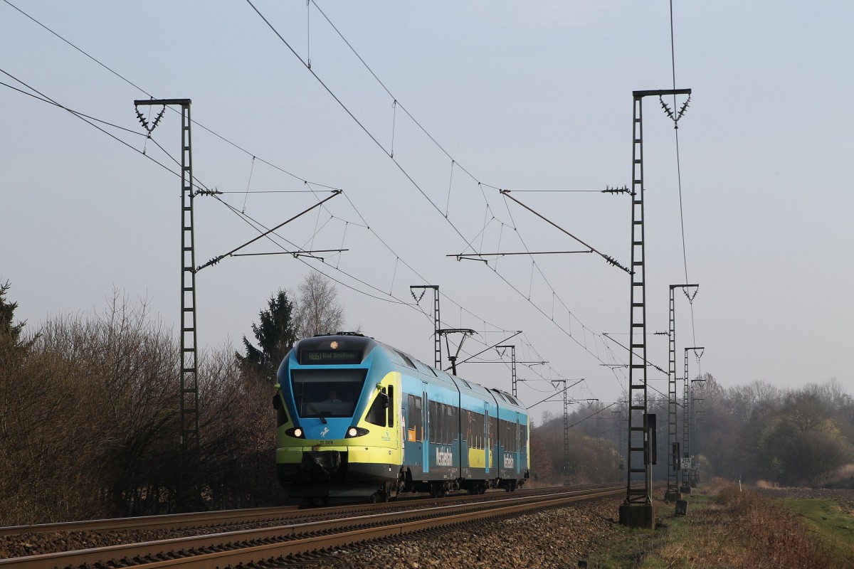 ET 008 der Westfalenbahn mit WFB90502 Bielefeld Hauptbahnhof-Bad Bentheim bei Salzbergen am 14-3-2014.