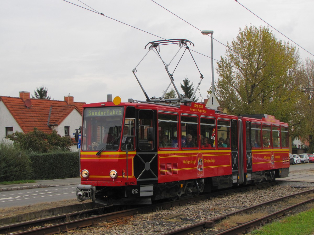 EVAG 512 auf Stadtrundfahrt, am 17.10.2014 in der Wendeschleife Pappelstieg.