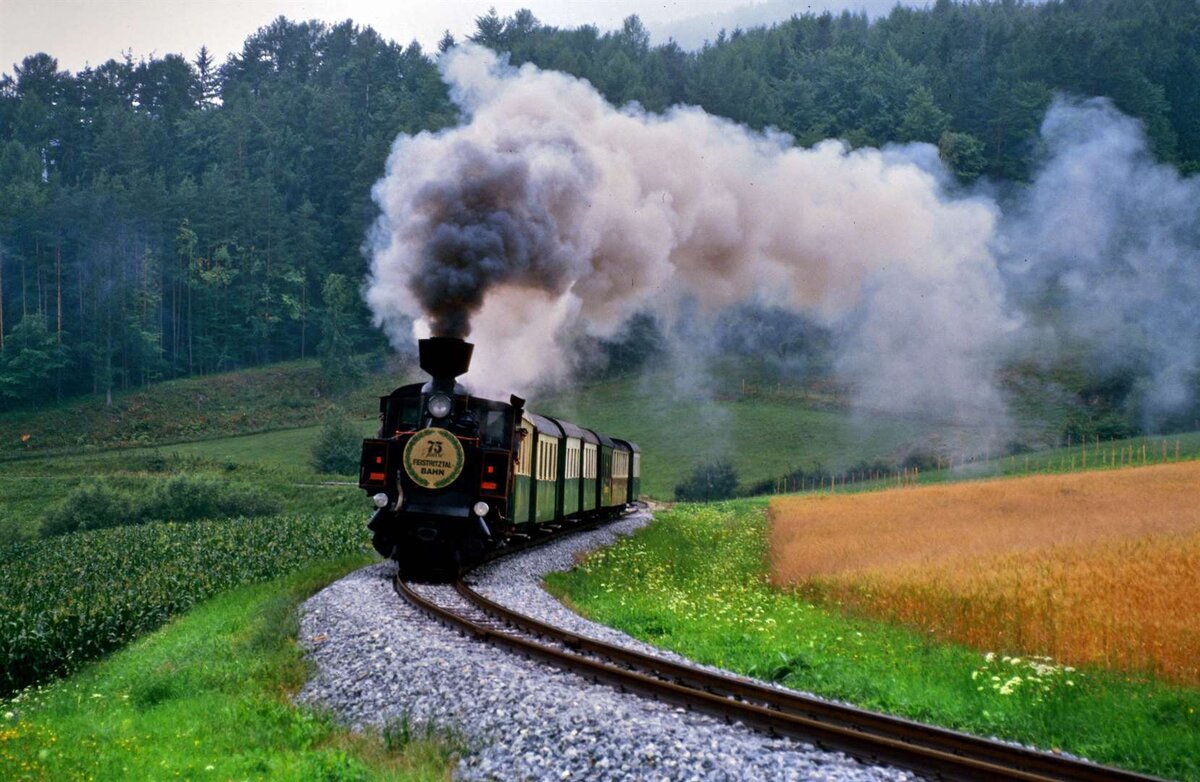 Feistritztalbahn unter Dampf.
Datum: 15.07.1986 