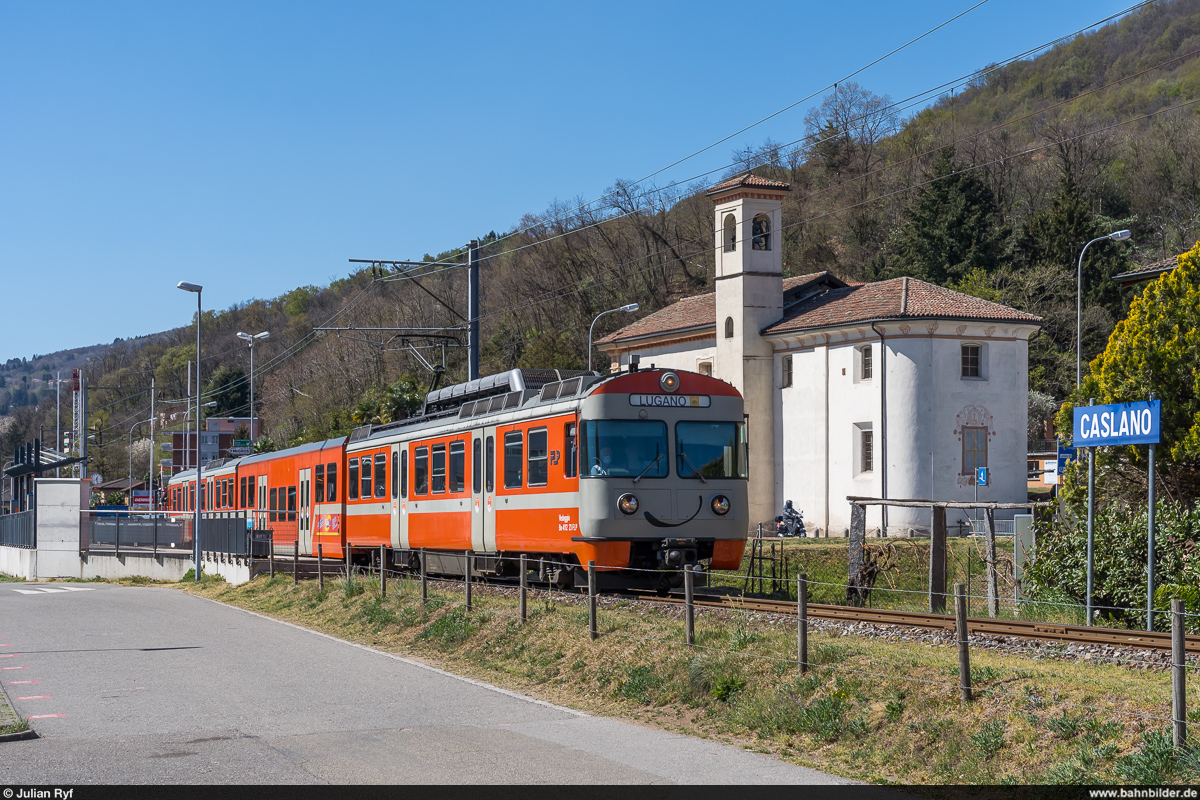 FLP Mandarinli Be 4/12 23  Vedeggio  am 6. April 2021 bei Caslano.