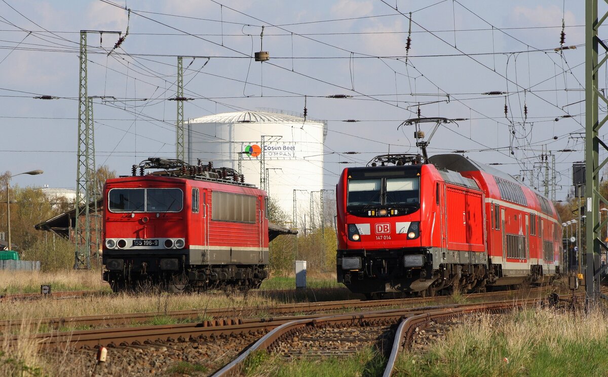 FWK 155 196 | DB 147 014 | Anklam | April 2022 [ich stehe neben dem Gleis]