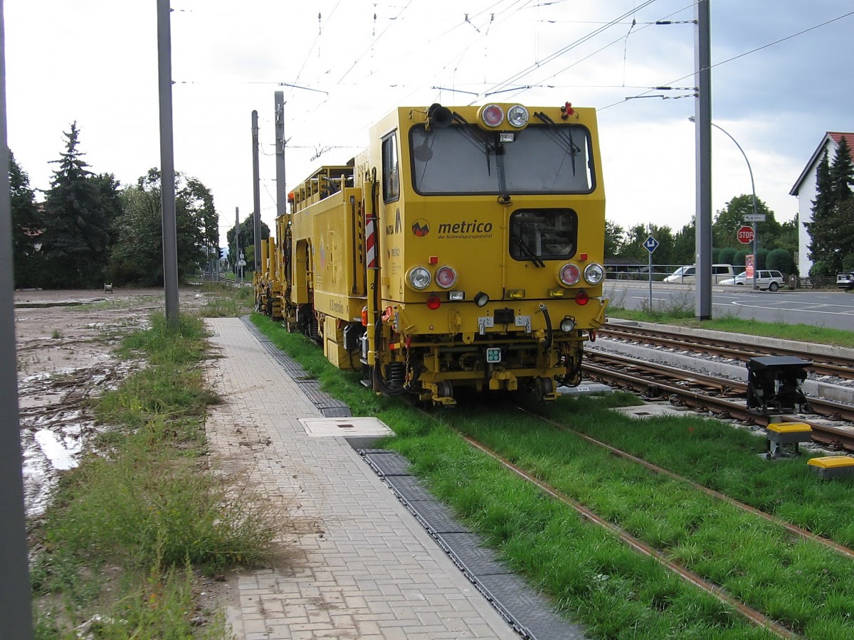 Gleisstopfmaschine in Schriesheim bei Heidelberg.