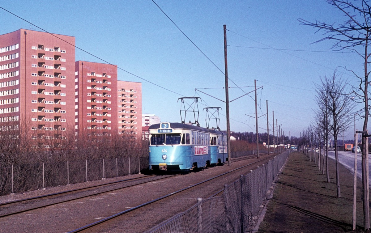 Göteborg GS SL 3 (Tw 515) Frölunda am 26. Februar 1975.