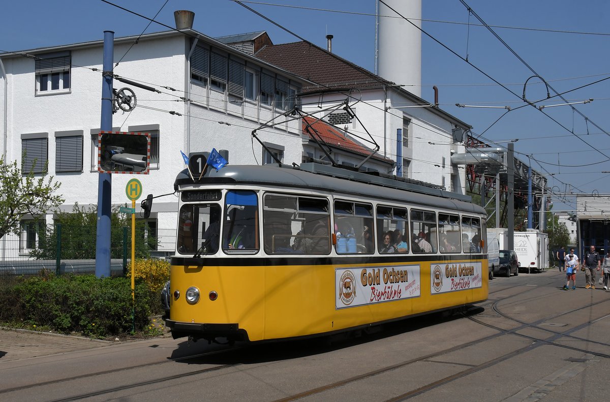 GRW4 Tw1 am 21.04.18 zum Tag der offenen Tür im Betriebshof der Ulmer Verkehrsbetriebe