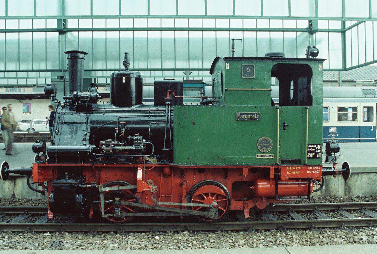 Hauptbahnhof Stuttgart, Dampflok Nr.6 (GES) auf einer Veranstaltung des BDEF (31.05.1984)