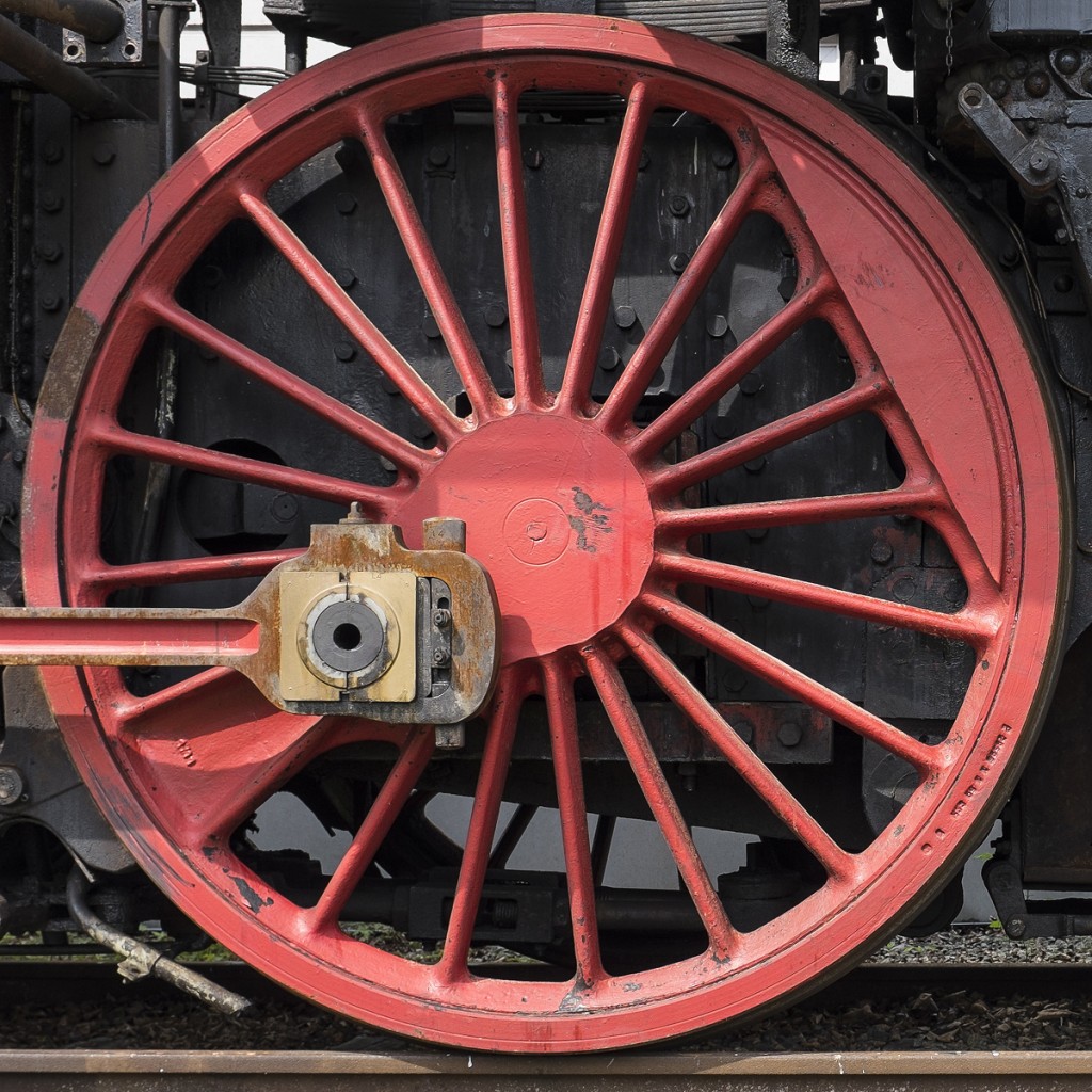 Hinterster Treibradsatz der 12.14 der ÖGEG. Eisenbahn- und Bergbaumuseum Ampflwang, 25.05.2015