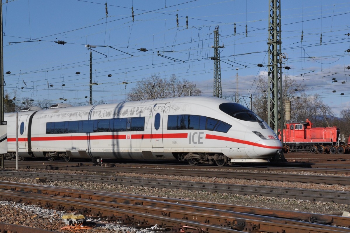 ICE 4654 beim Badischen Bahnhof in Basel. Die Aufnahme stammt vom 17.02.2014.