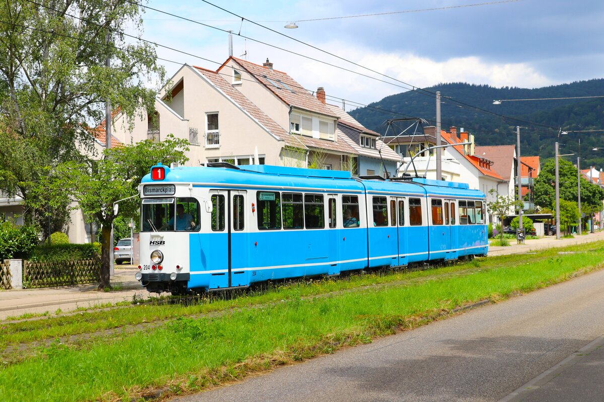 IGN Sonderfahrt mit RNV/HSB Düwag GT8 Wagen 2014 am 23.06.24 in Heidelberg 